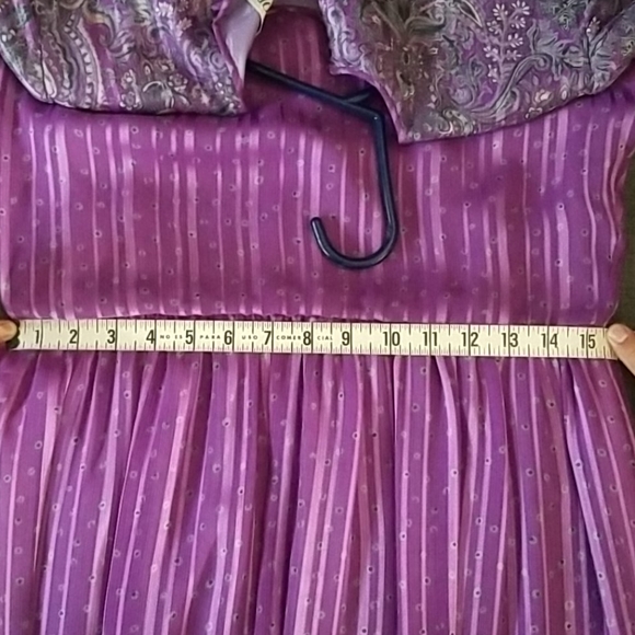 Vintage HANAE MORI Chiffon Paisley Stripe Dress - Picture 5 of 5